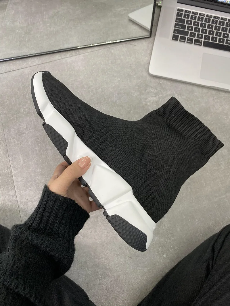 Zapatos informales Unisex de alta calidad, botas planas a la moda, de tela elástica sin cordones, para entrenamiento de velocidad, para hombre y mujer, para exteriores