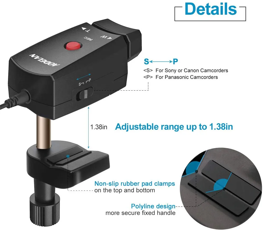 lanc, tripé com controle zoom para sony nx5c nx3c 190p 150p 198p