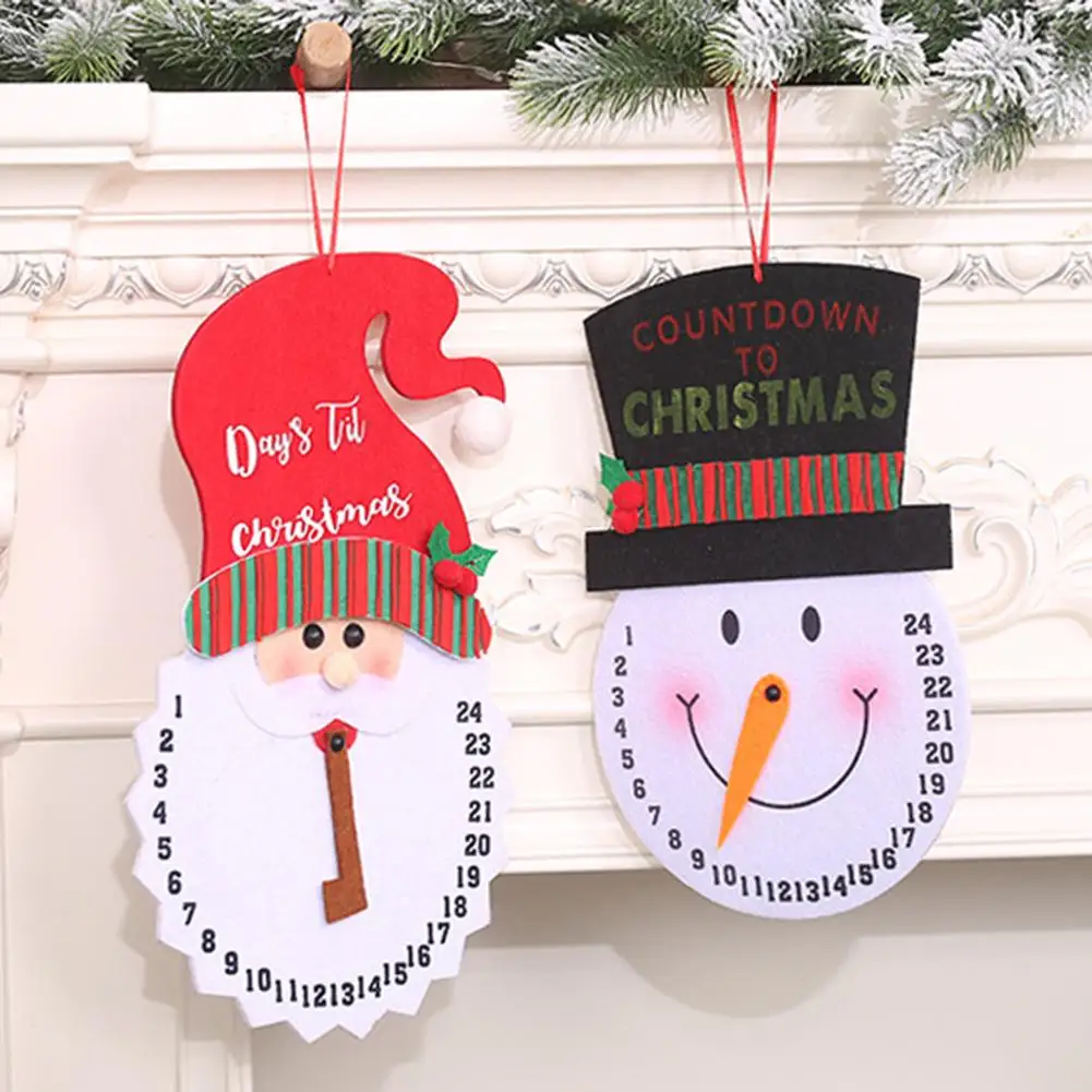 

Christmas Lovely Santa Snowman Lightweight Countdown Clock Shape Hanging Pendant Calendar Decor Xmas Decoration