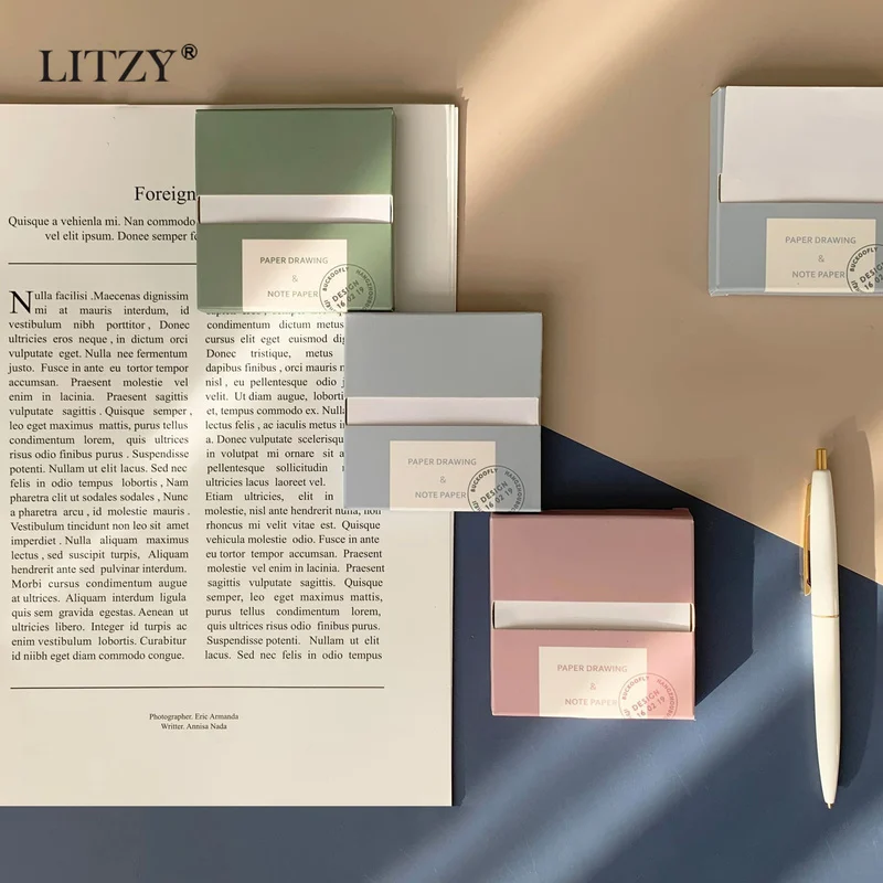 

LITZY 100pcs Memo Pad Ins Creative Pull-out Sticker Sheets Cute Simple Message Note DIY Decoration Sticky Note Stationery Supply