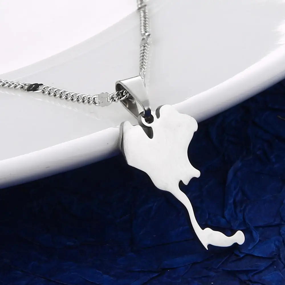 Stainless Steel the Kingdom of Thailand Map Pendant Necklaces Fashion Thailand Map Charm Jewelry 3