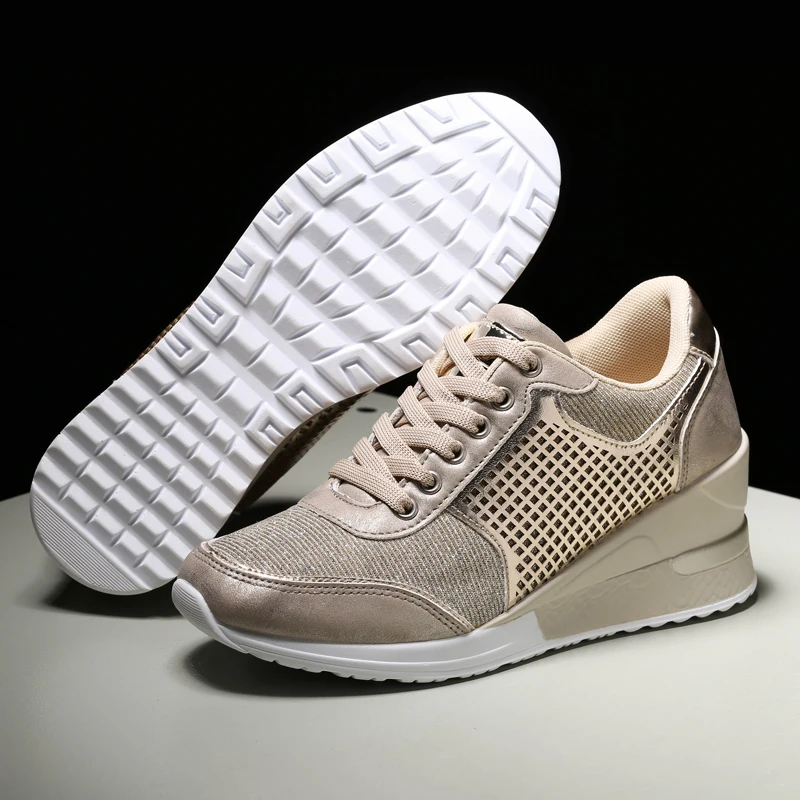 Women Walkig Shoes Ladies 6.5 cm Height Increasing Sport Sneakers Outdoor Lightweitht Running Shoes Spring Athletic Gym Trainers