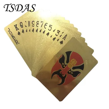 

One Deck Gold Foil Poker Colored Facial Makeup Style Plastic Playing Card Novelty Gift Free Shipping 1pc