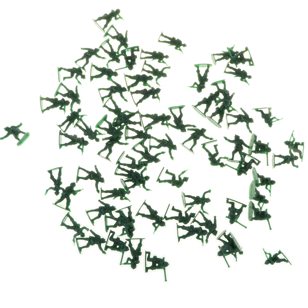 200Pcs Toy Soldiers Figures - 2cm Army Men Action Figures for Sand Scene Model Accessories w/ Flags Various Pose - Green