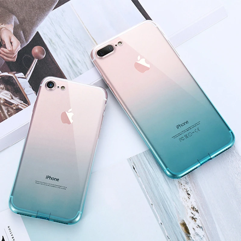 

Gradient Clear TPU Phone Case for IPhone 6 6S 7 8 Plus Ultra Thin Transparent Protective Cover for IPhone X XS Max XR Fundas