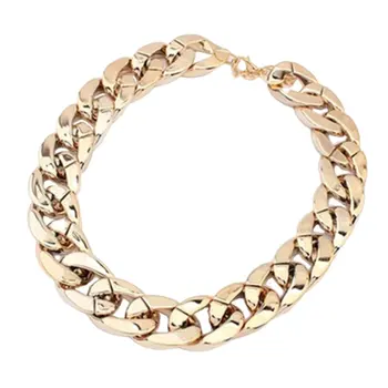 

European And American Style Jewelry Punk Style Metal Texture Thick Chain Necklace Simple Uv Plating Clavicle Chain Hot