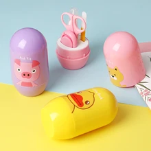 4 шт. детские наборы для ухода за здоровьем, триммер для ногтей, ножницы для ухода за ногтями, коробка для хранения животных из мультфильмов для путешествий