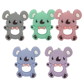 

Food Grade Silicone Teethers DIY Cartoon Koala Bear Baby Ring Teether Infant Silicone Chew Charms Toddle Kids Teething Gift Toys