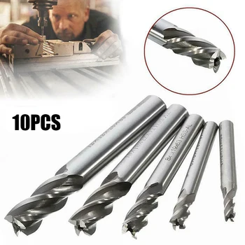 

10pcs High Speed Steel Milling Cutter HSS 4 Flutes Straight Shank Square Nose End Milling Cutters LAD-sale