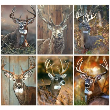 

Huacan 5d Diamond Painting Full Drill Square Deer Mosaic Animal Farmhouse Home Decor Embroidery Handmade Gift