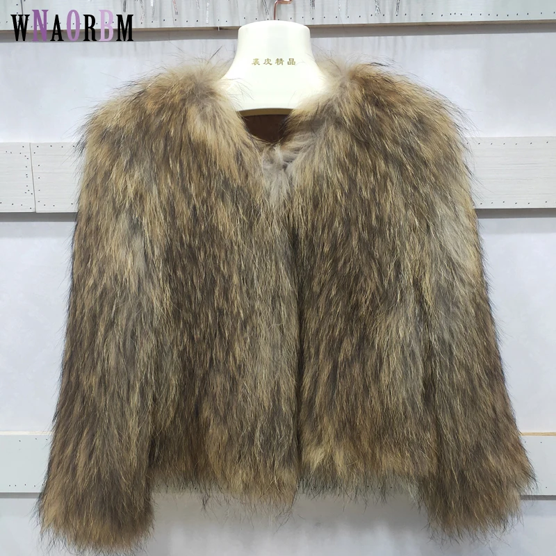 Knit Knitted Real Raccoon Fur Coat raccoon dog hair knitting short coat fashion coat Winter Warm Genuine Fur Coat Ourwear women new raccoon fur short coat