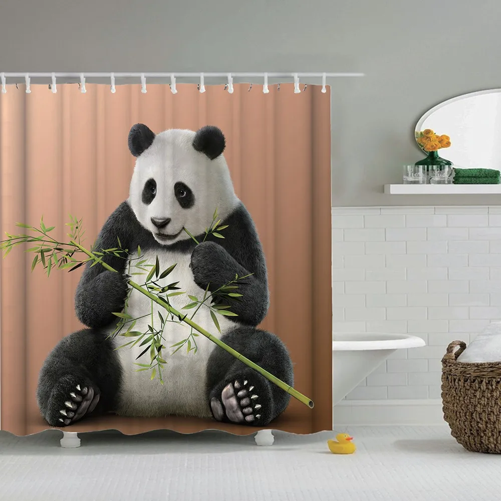 Dafield забавная мультяшная водонепроницаемая ткань из полиэстера ванная комната панда занавеска для душа