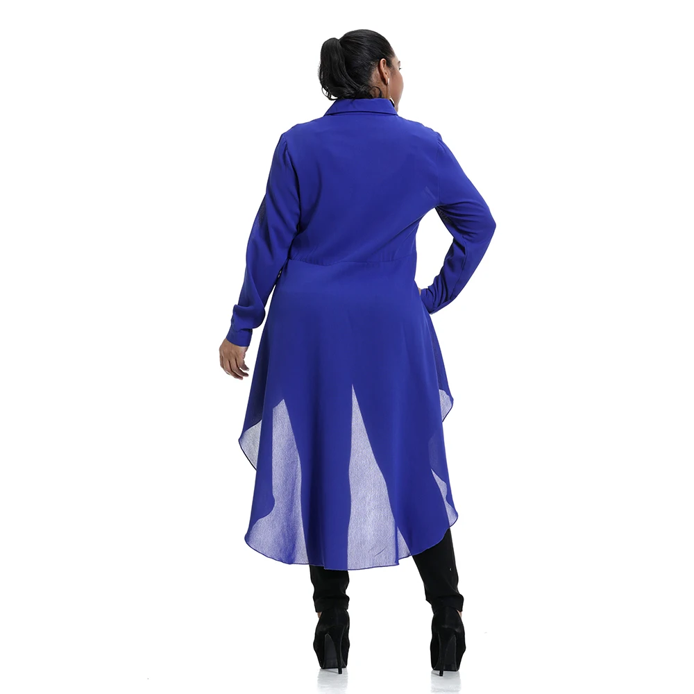 6XL, асимметричная блузка с рюшами, женские топы, женские повседневные одноцветные длинные рубашки размера плюс, блузки с длинным рукавом D30