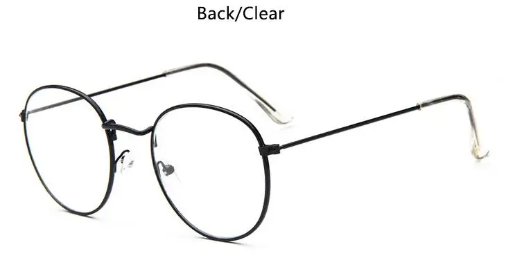 black clear Винтажные овальные очки для женщин и мужчин, оптические оправы, прозрачные линзы, металлические круглые очки без рецепта, дамские модные очки для глаз - Цвет оправы: black clear