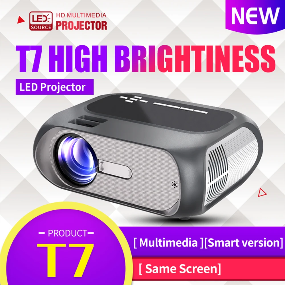 

T7 HD home projector small home LED cross-border projector 4.3 inch inner screen lumens 200ANSI basic version
