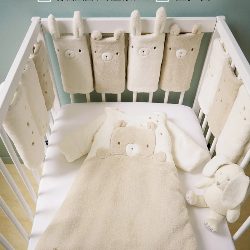 

10pcs/lot Baby Bed Bumper Cotton Bedside Rail Guard Kids Crib Protector Cot Cushion Anti-collision Children's Bed Fence Barries