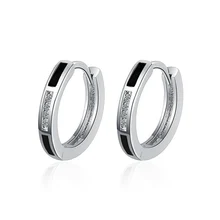 New Fashion Black Epoxy Hoop Earrings For Women Shiny Micro Crystal Zircon Inlaid Charm Huggie Female Trendy Earring Round Hoops