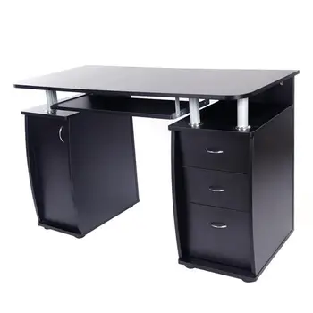 

15mm MDF Portable 1pc Door with 3pcs Drawers Computer Desk Black,ship from US drop shipping
