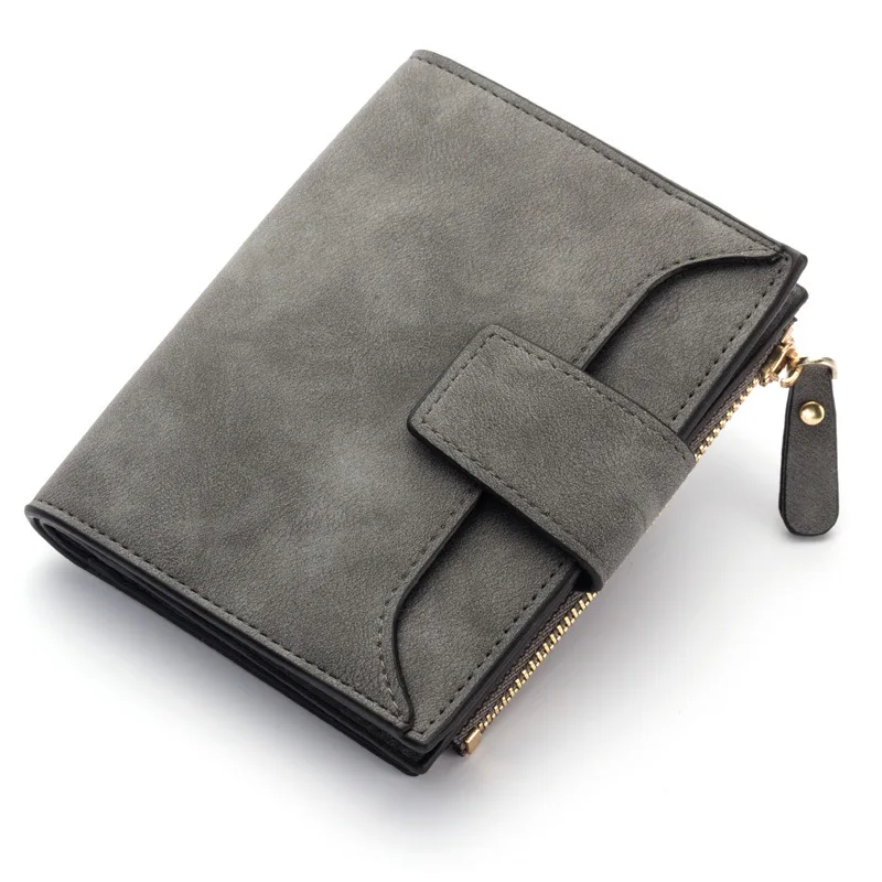 Wallet Women Leather Luxury Card Holder Clutch Casual Women Wallets Zipper Pocket Hasp Ladies Wallet Female Purse - Цвет: short dark gray