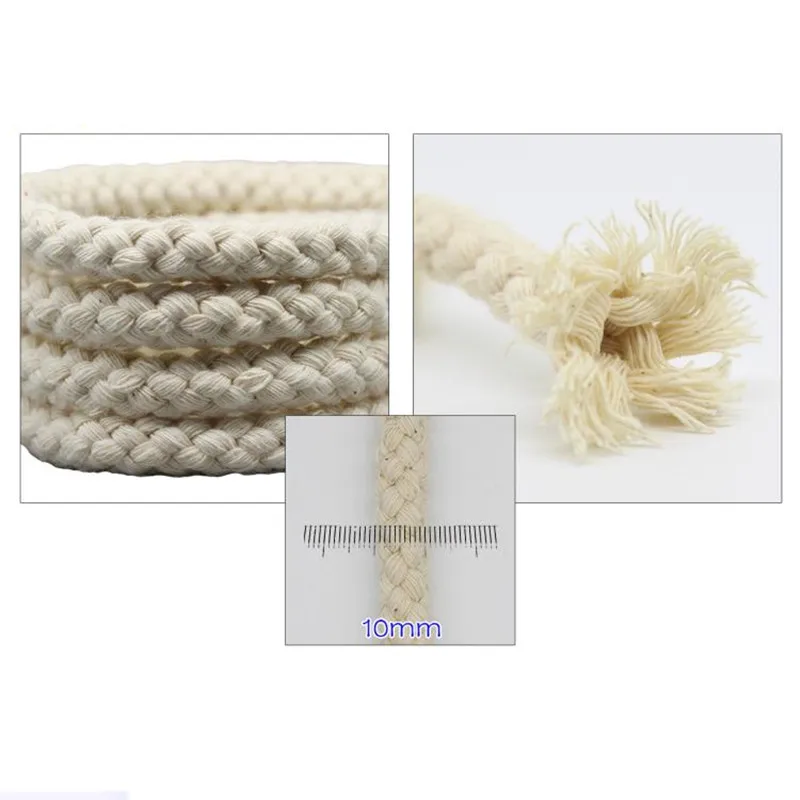  10mmx100cm colored cotton rope red black white bleached braided rope kindergarten handmade rope - 4000090659690