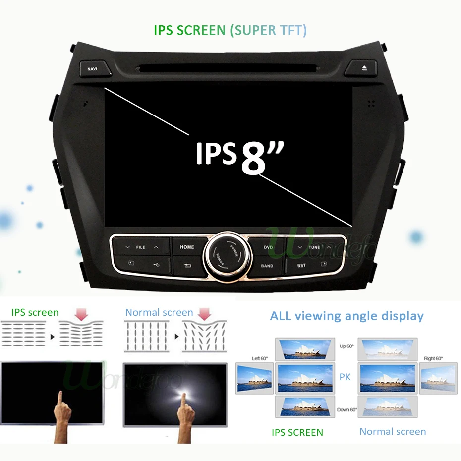 Sale 4G+64G 8 CORE 2 Din android 9.0 car dvd player GPS for Hyundai IX45 Santa fe 2013 2014 car radio Multiemdia obd2 dvr DAB IPS DSP 1