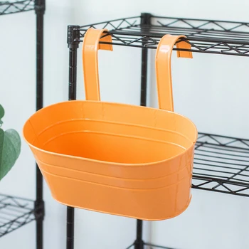 

Oval Metal Plant Flower Pot Fence Balcony Garden Hanging Planter Pots Home Decor Succulent Plant Growing, Bonsai Growing
