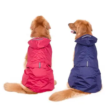 

Reflective Hooded Dog Raincoat Waterproof Packable Rain Poncho Rainwear Clothes for Medium Large Dogs Multipurpose Solid