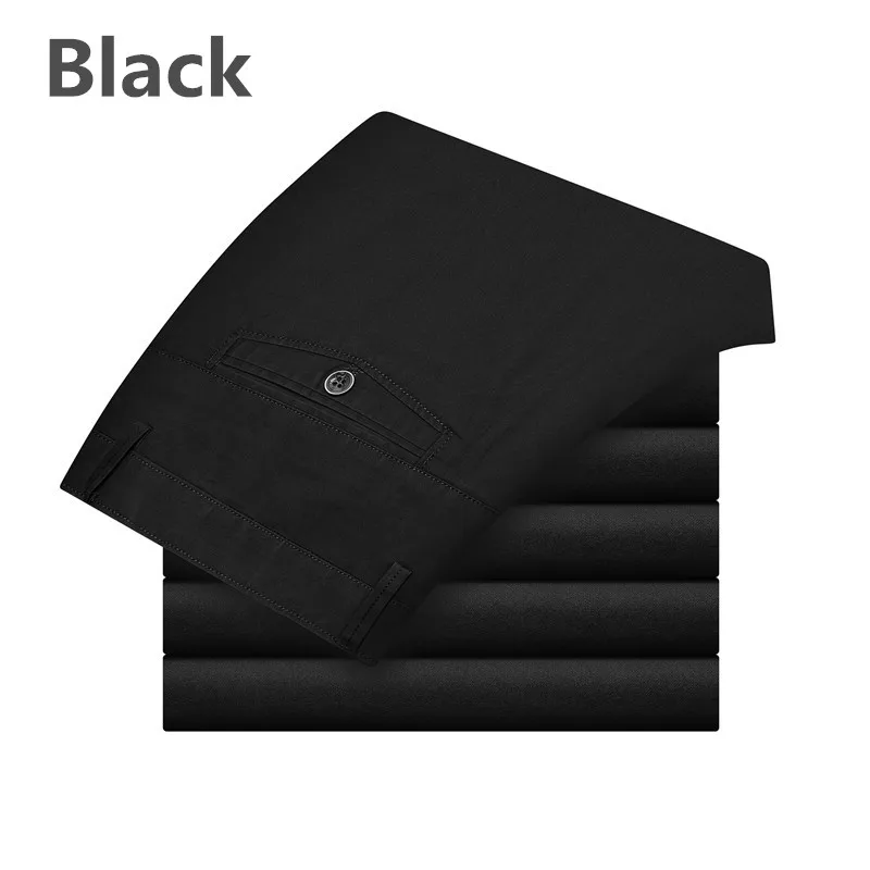 black Новинка, Брендовые мужские брюки, чистый хлопок, тонкие прямые брюки, свободный костюм, брюки, деловые повседневные штаны, мужские рабочие брюки, плюс размер, h-A62 - Цвет: black