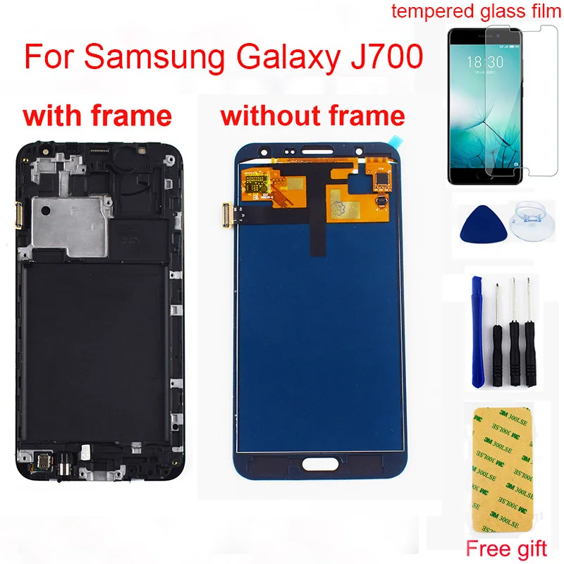Продажа Для samsung Galaxy J7 2015 J700 font b lcd b font sm j700f J700M J700H ЖК дисплей монитор + сенсорный экран дигитайзер сенсор сборка Рамка