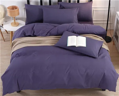 JDDTON Bedding Set New Classic Colorful 5 Size Solid Color Bed Linings Duvet Pillowcases Cover Bed Sheet Cover Set BE003 - Цвет: Solid Purple