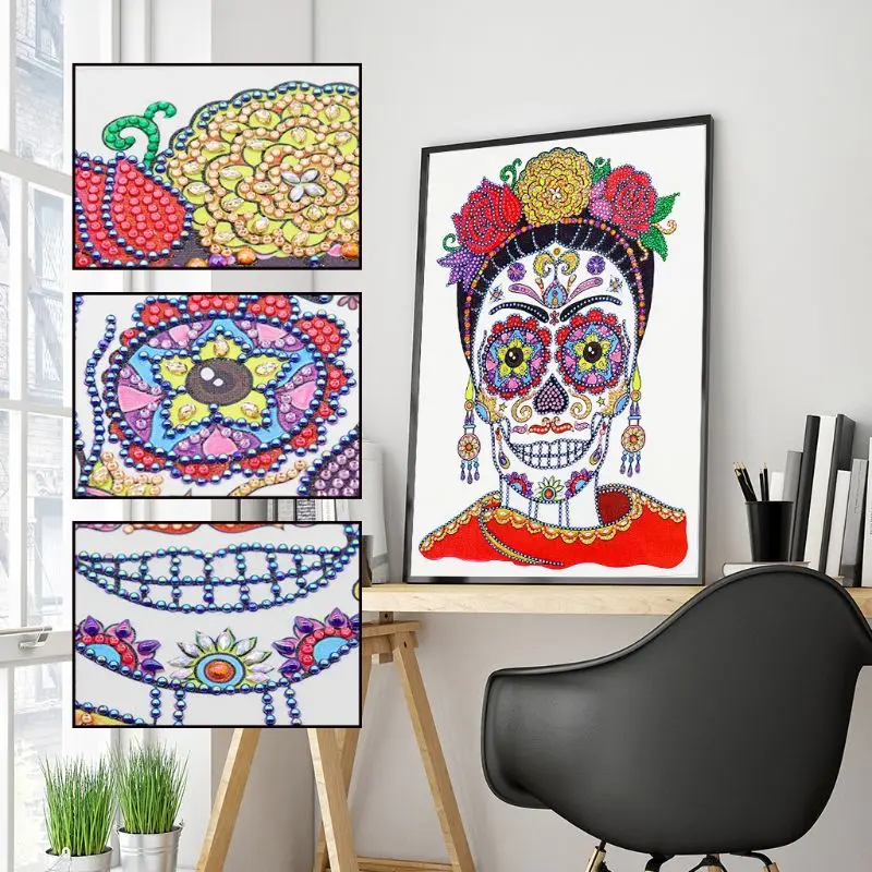 Skull Women 5D Special Diamond Painting Embroidery DIY Needlework Rhinestone Kit Q6PE
