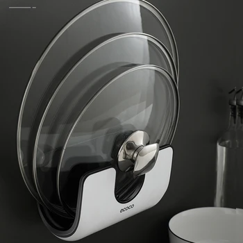 

Pot Lid Rack Plastic Pan Pot Cover Drain Rack Storage Shelf Space Saving Spoon Rests Pot Clips Wall Mounted Hanging Lid Holder