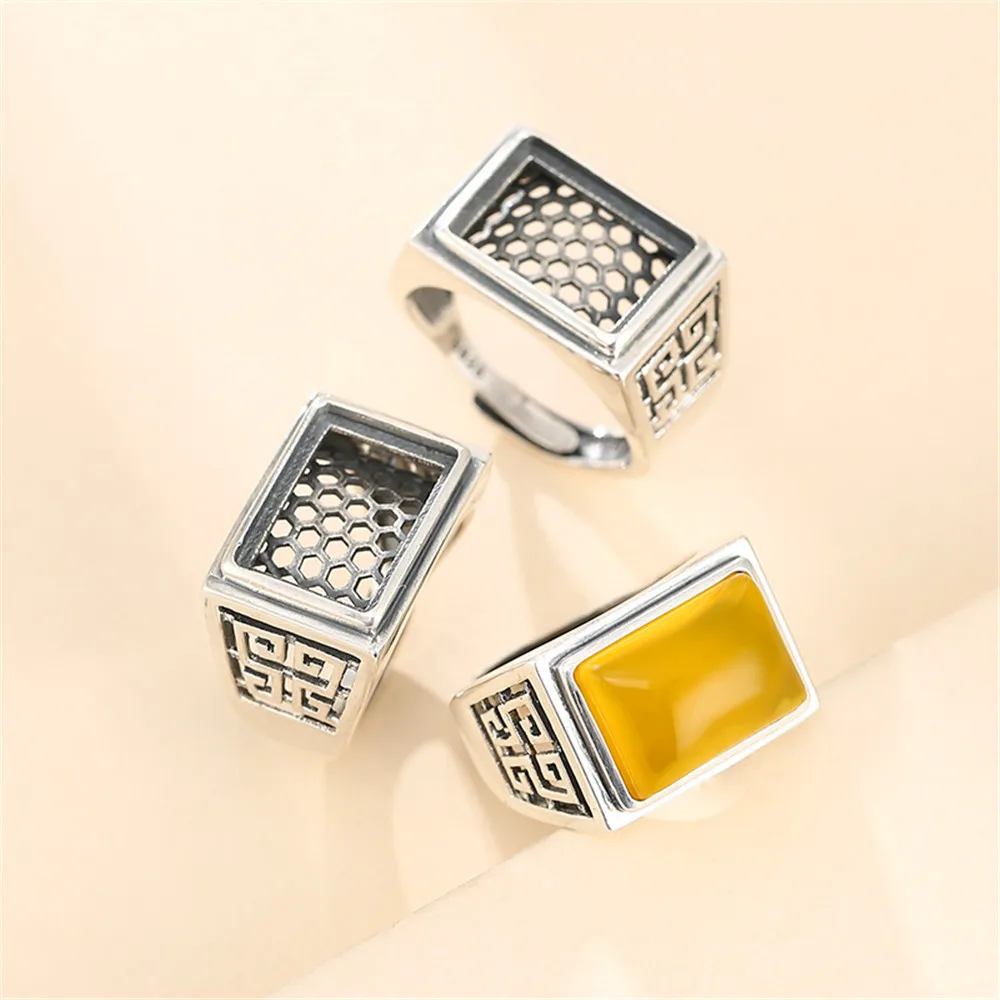 Ring Base for 8x10mm/10x14mm/15x20mm/8x8mm/10x10mm/15x15mm Rectangle or Square Cabochons Thai Sterling Silver Adjustable