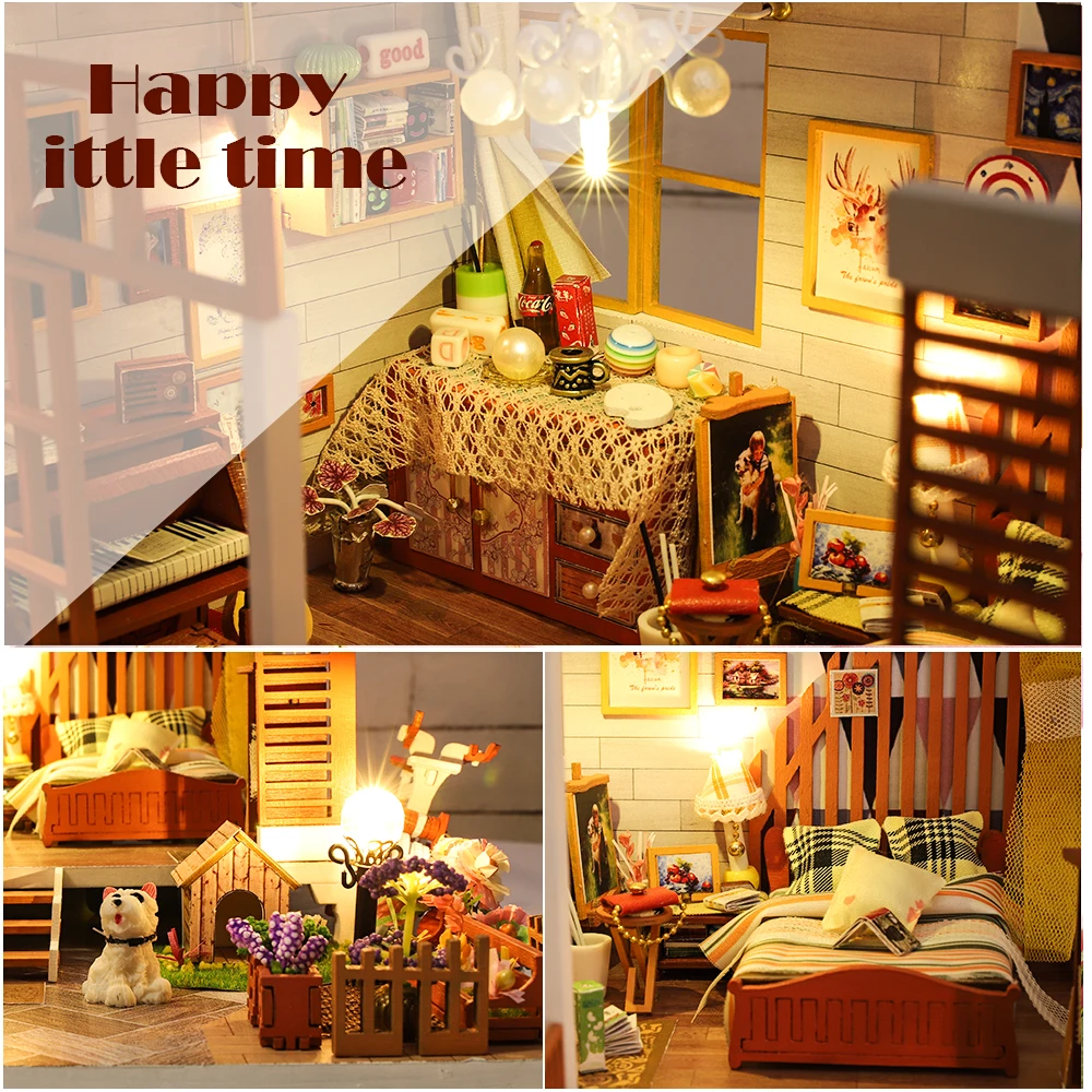 Кукольный дом мебель Diy Миниатюрный пылезащитный чехол 3D Деревянный Miniaturas кукольный домик игрушки для детей на день рождения Рождественские подарки casa A04