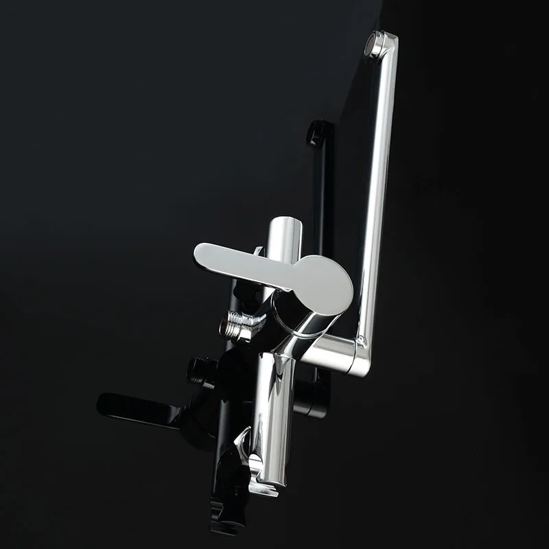 Kitchen Faucet Chrome Plated Brass Kitchen Sink Mixer Wall Mounted Water Tap With Sprayer - 4000051409399