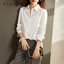 Vimly camisa branca para as mulheres do vintage topos senhora escritório manga longa bussiness camisas outono 2021new blusa roupas femininas f8959