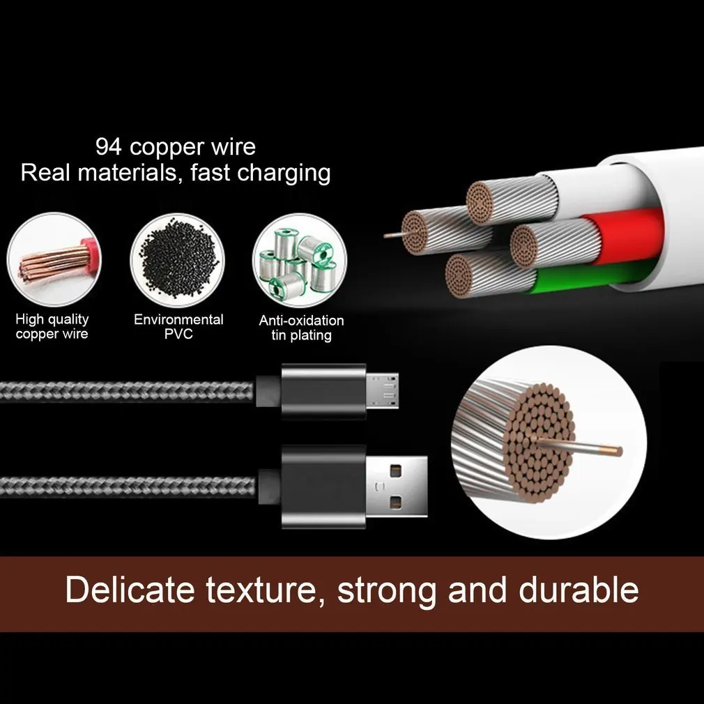 4 цвета для мобильных телефонов через USB кабель для передачи данных Micro USB нейлоновый плетеный кабель для быстрой зарядки передачи и для передачи данных и зарядки устройств линия универсальный для телефонов на базе Android с Bluetooth для samsung S7 1/2/3 м