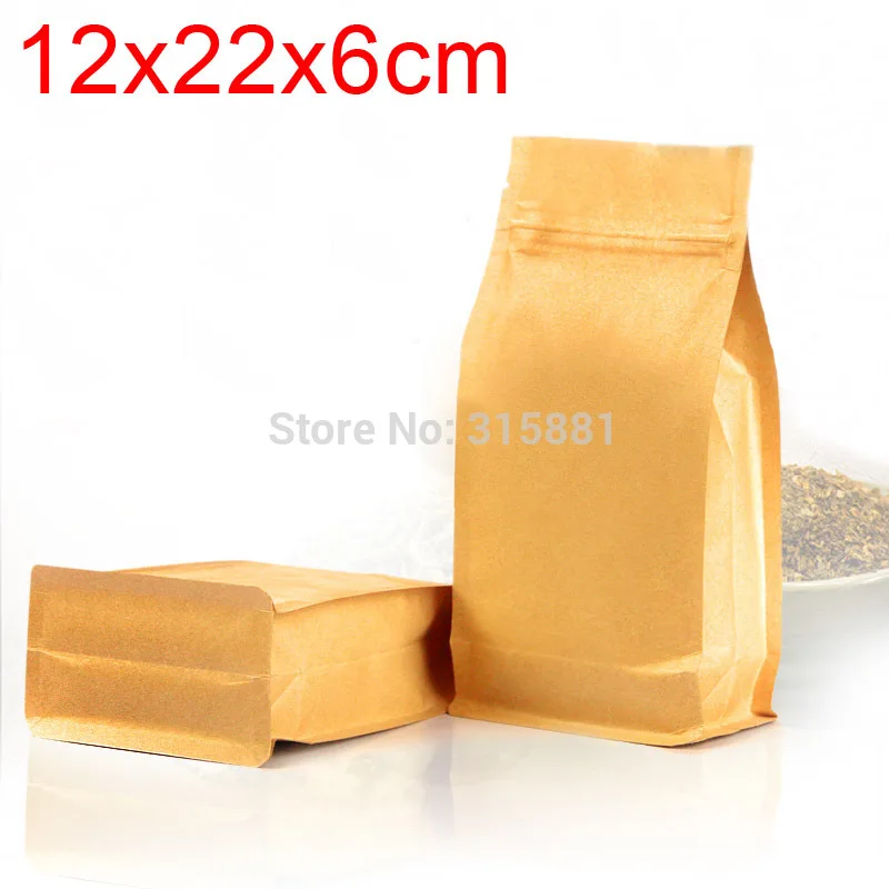 Крафт-бумага на молнии стоьте вверх мешок упаковка мешок 12x22x6cm 50 шт./лот