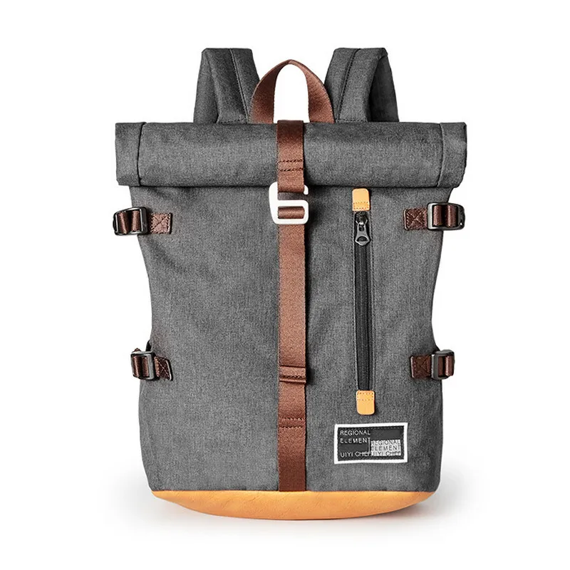 UIYI Design Fashion Men Backpacks Street Casual Laptop Grey Polyester Bag School College Travel Women Backpack 190040