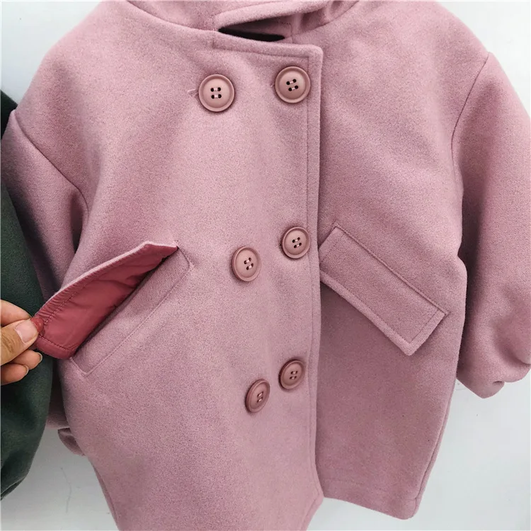 New winter Korean style personality wild long section warm thick woolen loosen hooded jacket outerwear for girls