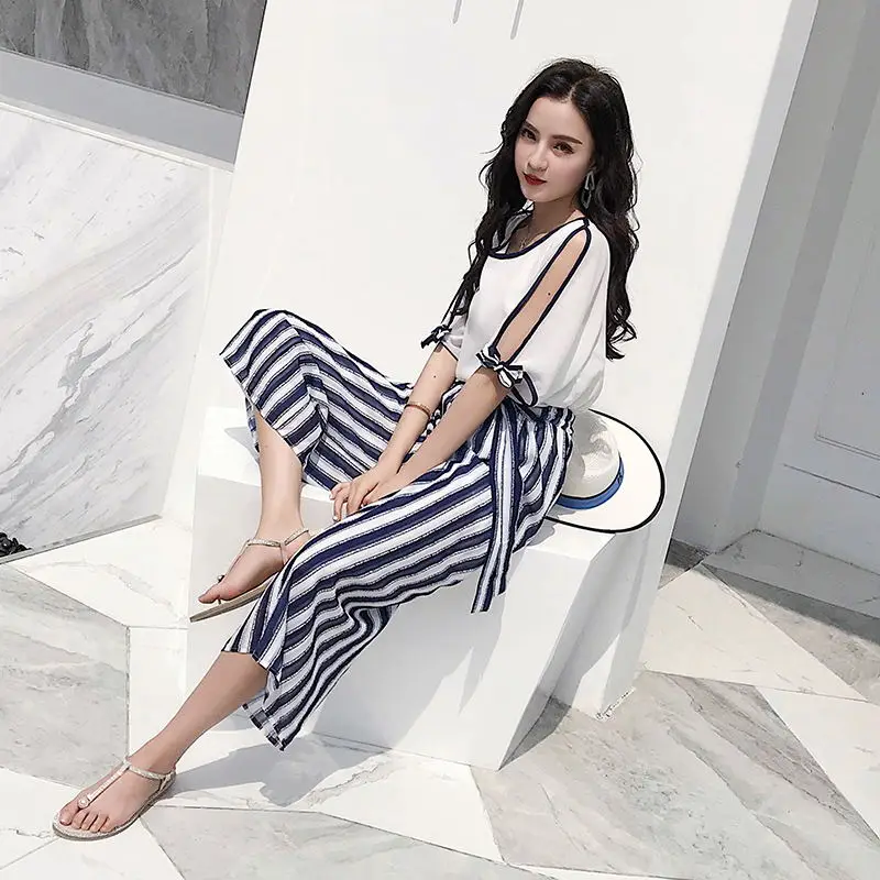 Новинка большие размеры женские брюки костюм из двух предметов шифоновая блузка