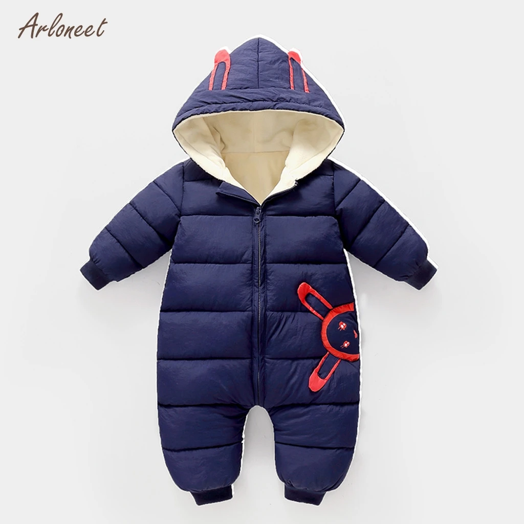 ARLONEET/ хлопковые комбинезоны для новорожденных, зимний теплый толстый комбинезон с капюшоном, комбинезон для девочек, одежда для новорожденных