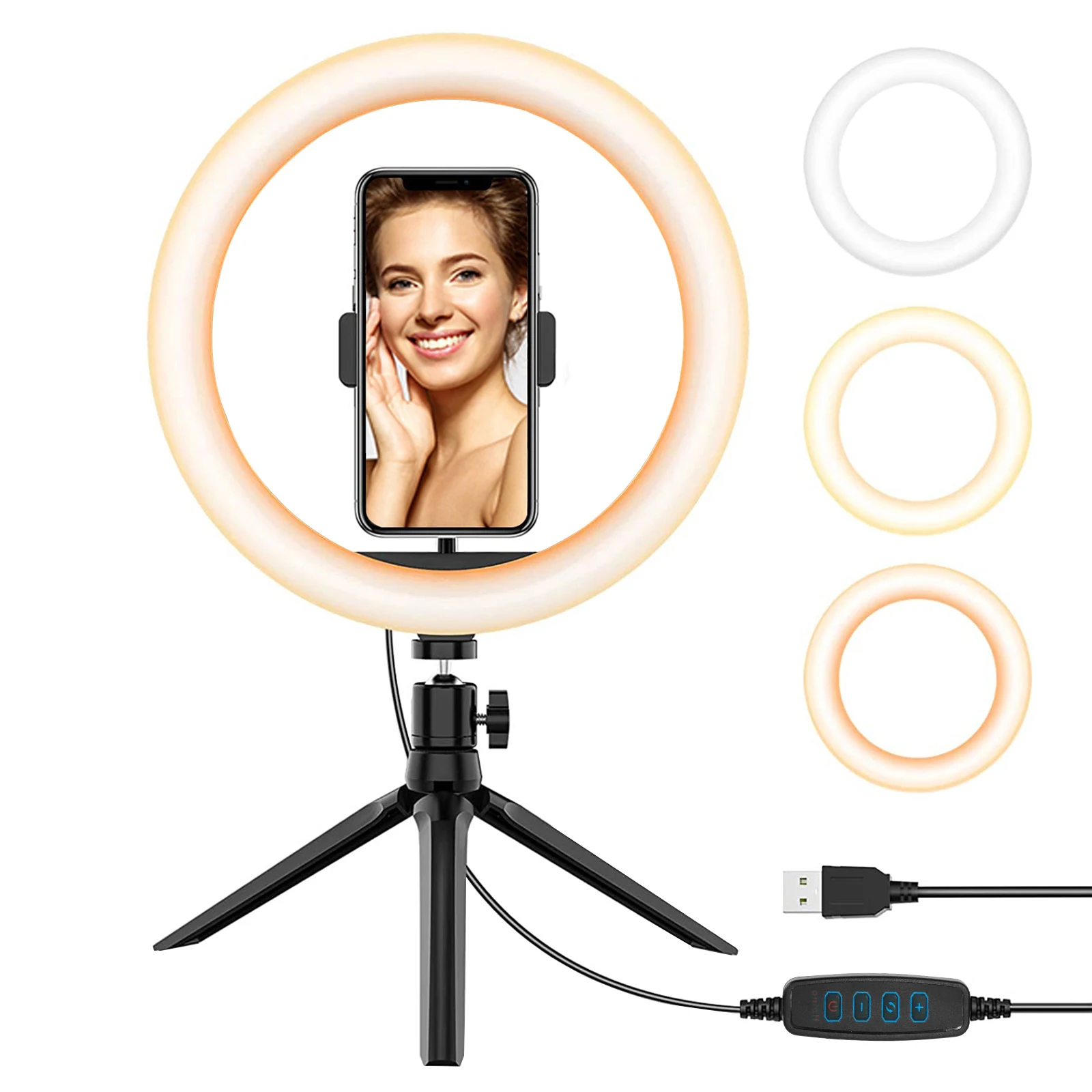 

2022 New Selfie Ring Light with Tripod Stand & Cell Phone Holder for Live Stream/Makeup, Mini Led Camera Ringlight for YouTube