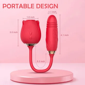 Rose Toy For Women,Clitoral Sucking Vibrator With Ball Vibrating Egg G Spot Dildo Clitoris Stimulator,2 In 1 Vaginal Anal Plug 2