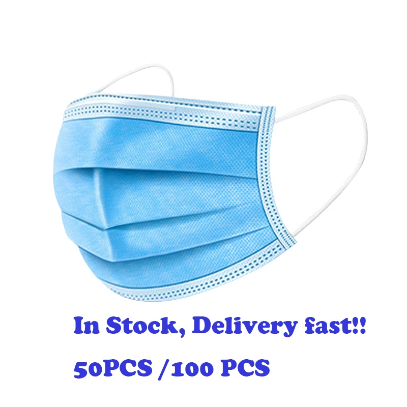 

20/50//100pcs Protective Mask Face Mouth Mask Disposable Protect 3 Layers Filter Dustproof Earloop Non Woven Mouth Masks