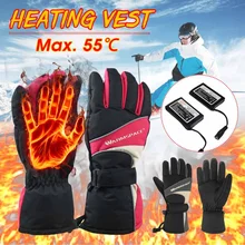 Аккумуляторные перчатки с подогревом для катания на лыжах, пеших прогулок, зимние теплые перчатки для рук, мотоциклетные перчатки с электрическим подогревом, перезаряжаемые