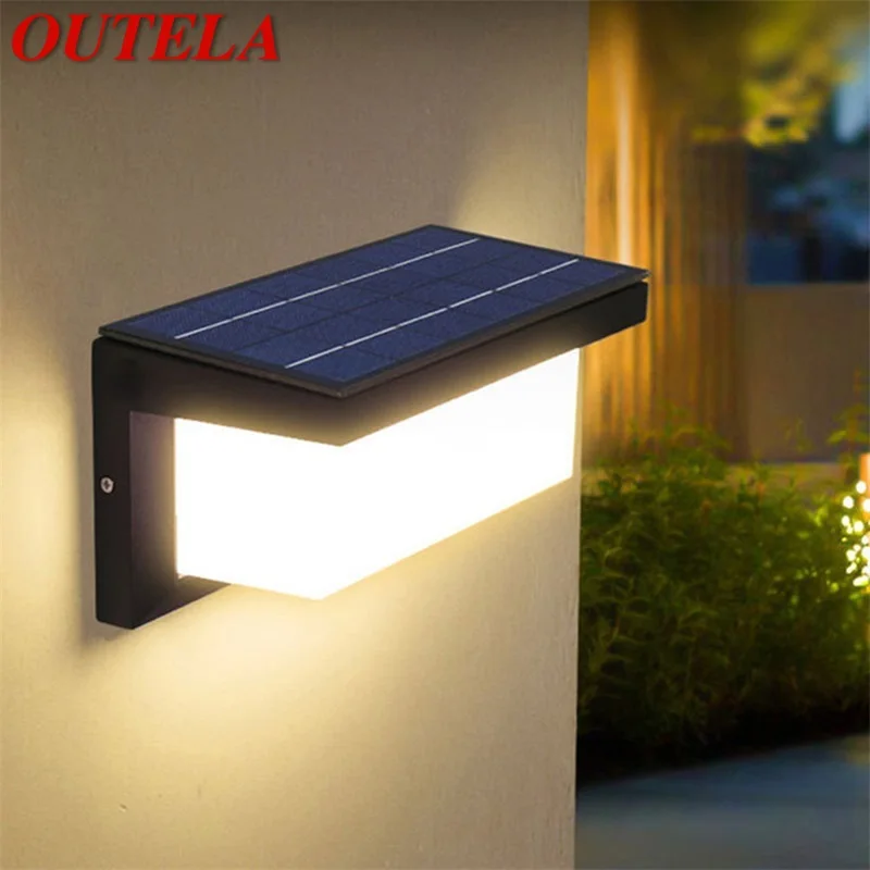 

OUTELA Solar Wall Light Outdoor Waterproof LED Aluminum Sconces Light Control Sensor Creative Decorative For Patio Porch Garden