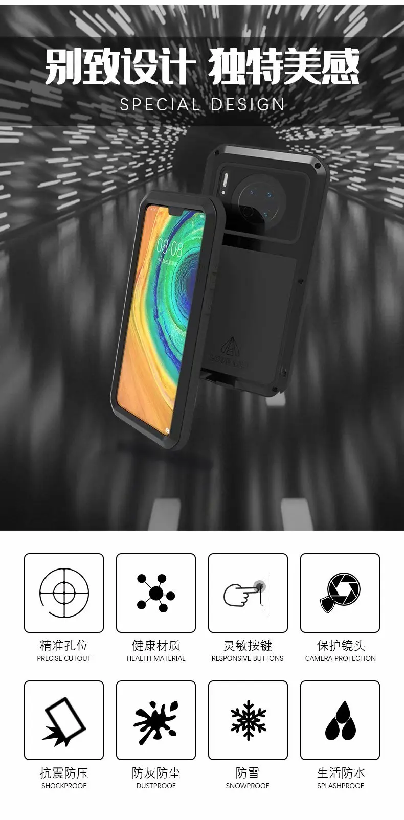 Сверхпрочный защитный чехол LOVE MEI для huawei mate 30 Doom Armor Алюминиевый металлический чехол противоударный чехол для huawei mate 30