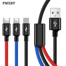 3 в 1 USB кабель Micro usb type C кабель для iPhone samsung huawei Xiaomi Redmi мобильный телефон Быстрая зарядка кабель usb c зарядное устройство Шнур