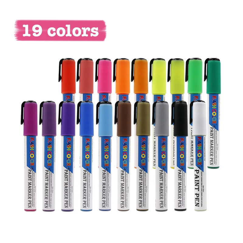 19 color set 19 цветов/набор перманентных маркеров, не выцветает, пишут на керамике, дереве, холсте, камне - Цвет: 19 color set
